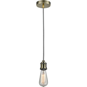 Edison Bare Bulb 1 Light 2 inch Antique Brass Mini Pendant Ceiling Light in Zebra, Edison