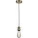 Edison Bare Bulb 1 Light 2 inch Antique Brass Mini Pendant Ceiling Light in Zebra, Edison