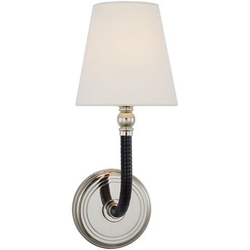 Chapman & Myers Basden LED 5.5 inch Polished Nickel and Black Rattan Sconce Wall Light, Medium
