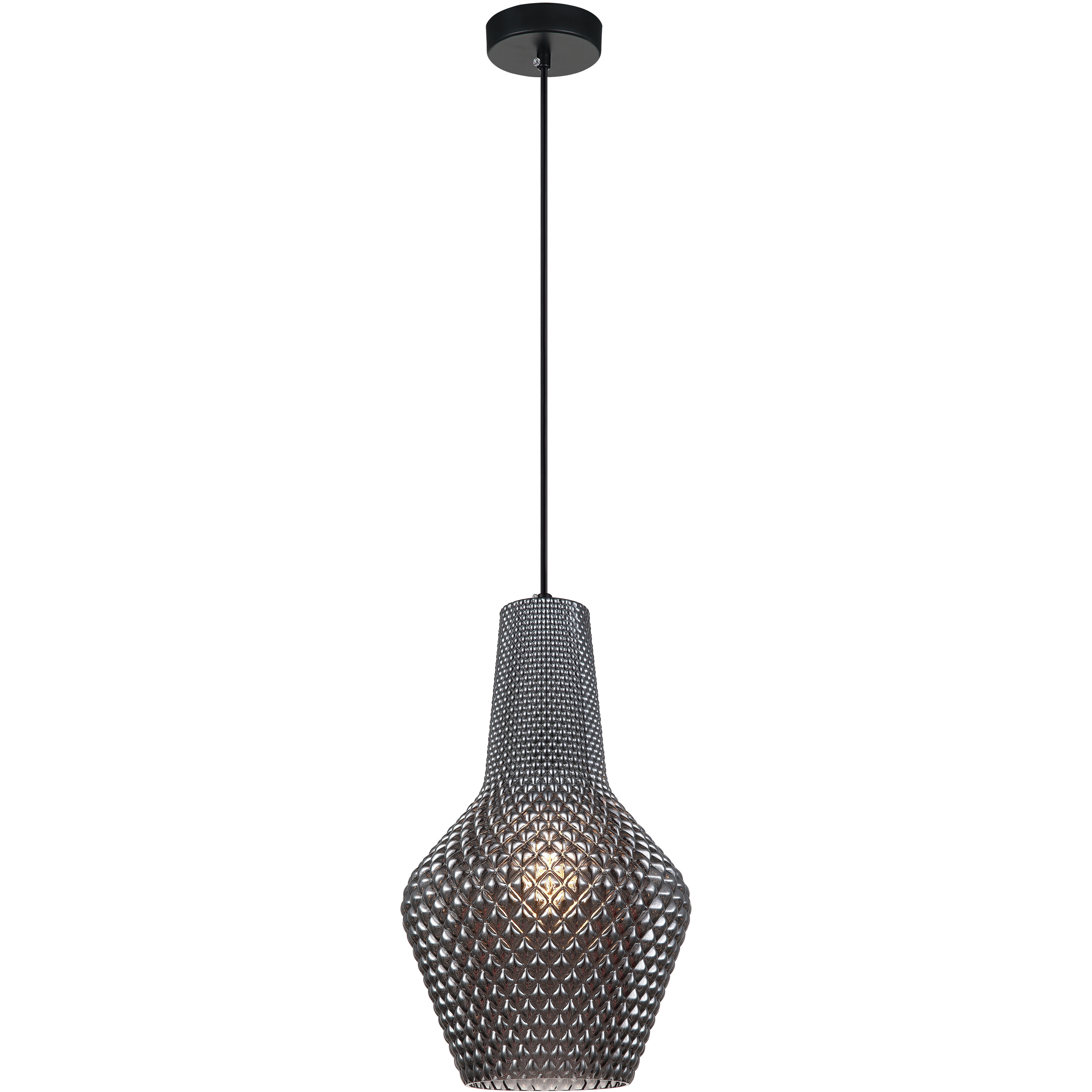 Quilted Gem 1 Light 9.88 inch Matte Black Pendant Ceiling Light in Smoke