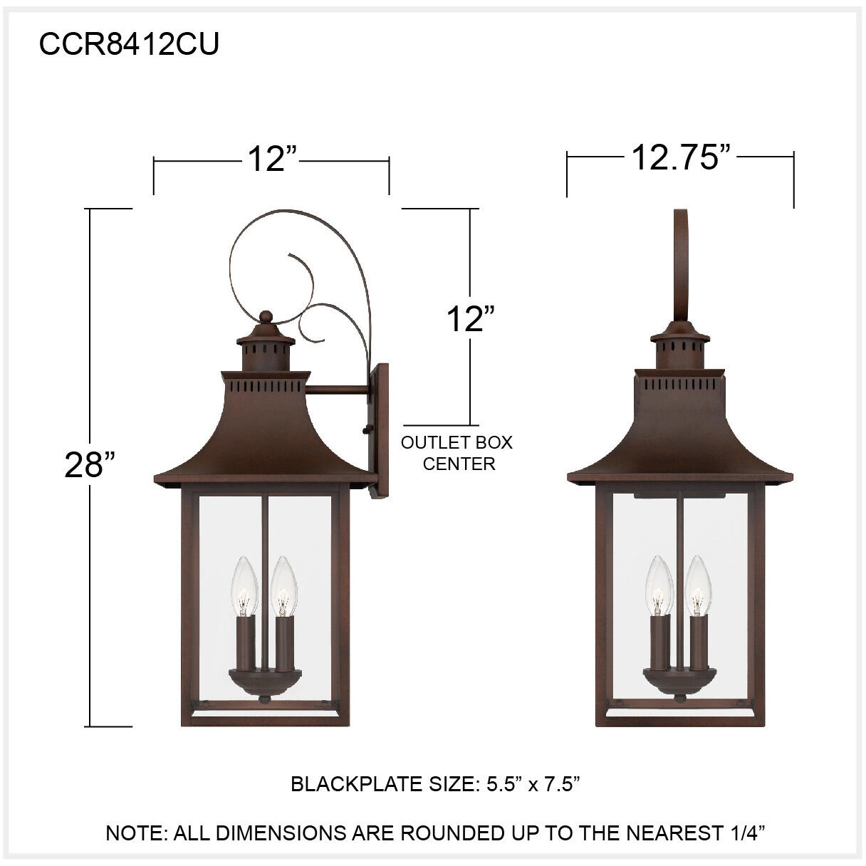 Chancellor 4 Light 28 inch Copper Bronze Outdoor Wall Lantern