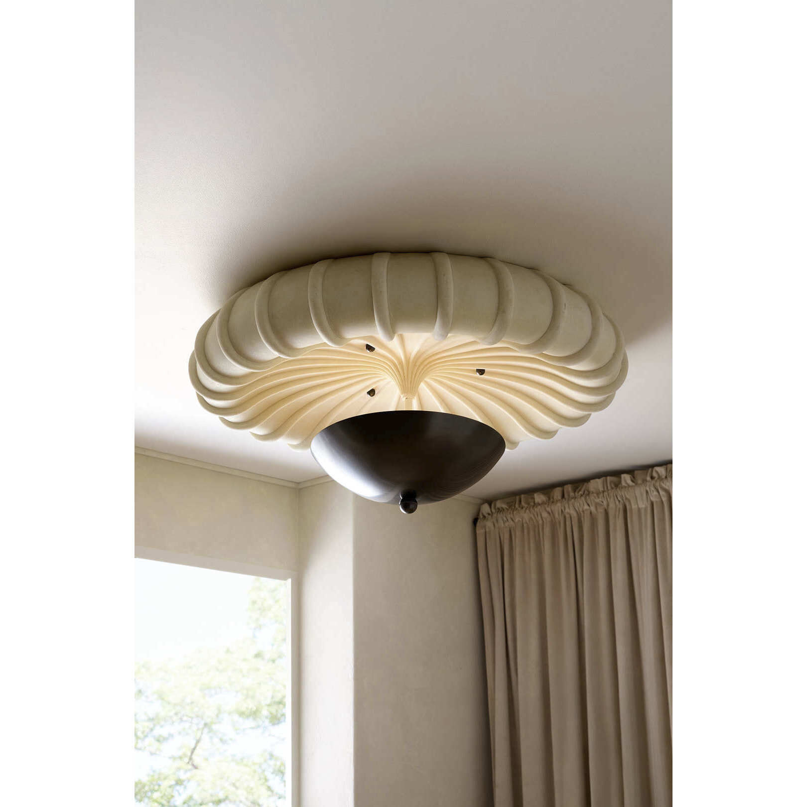 Camella 3 Light 35 inch Ivory and English Bronze Flush Mount Ceiling Light