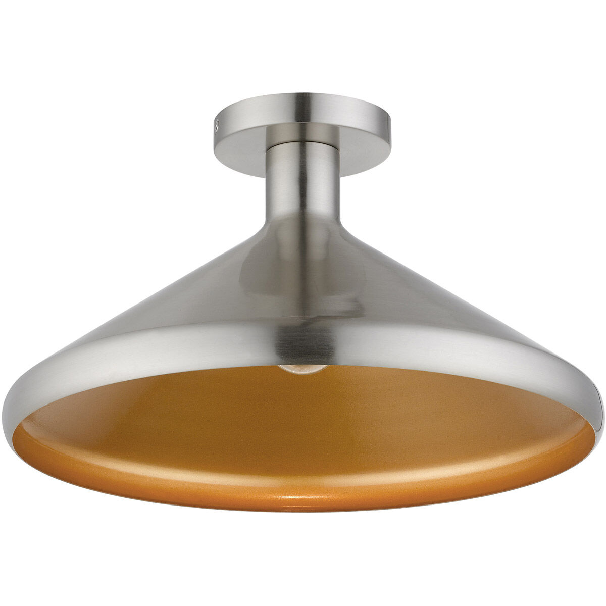 Geneva 1 Light 15 inch Brushed Nickel Semi-Flush Mount Ceiling Light