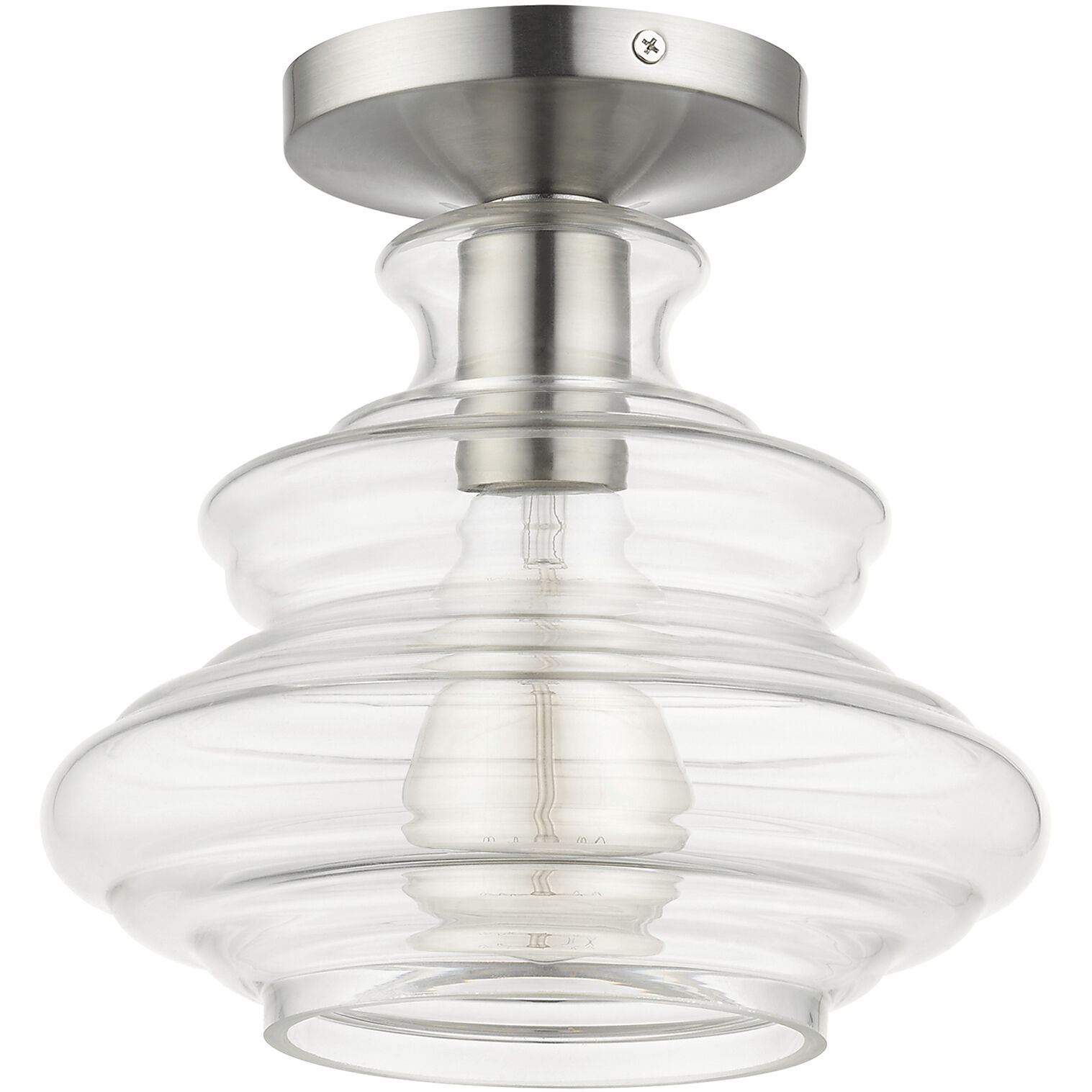 Everett 1 Light 9 inch Brushed Nickel with Chrome Finish Accents Semi-Flush Ceiling Light