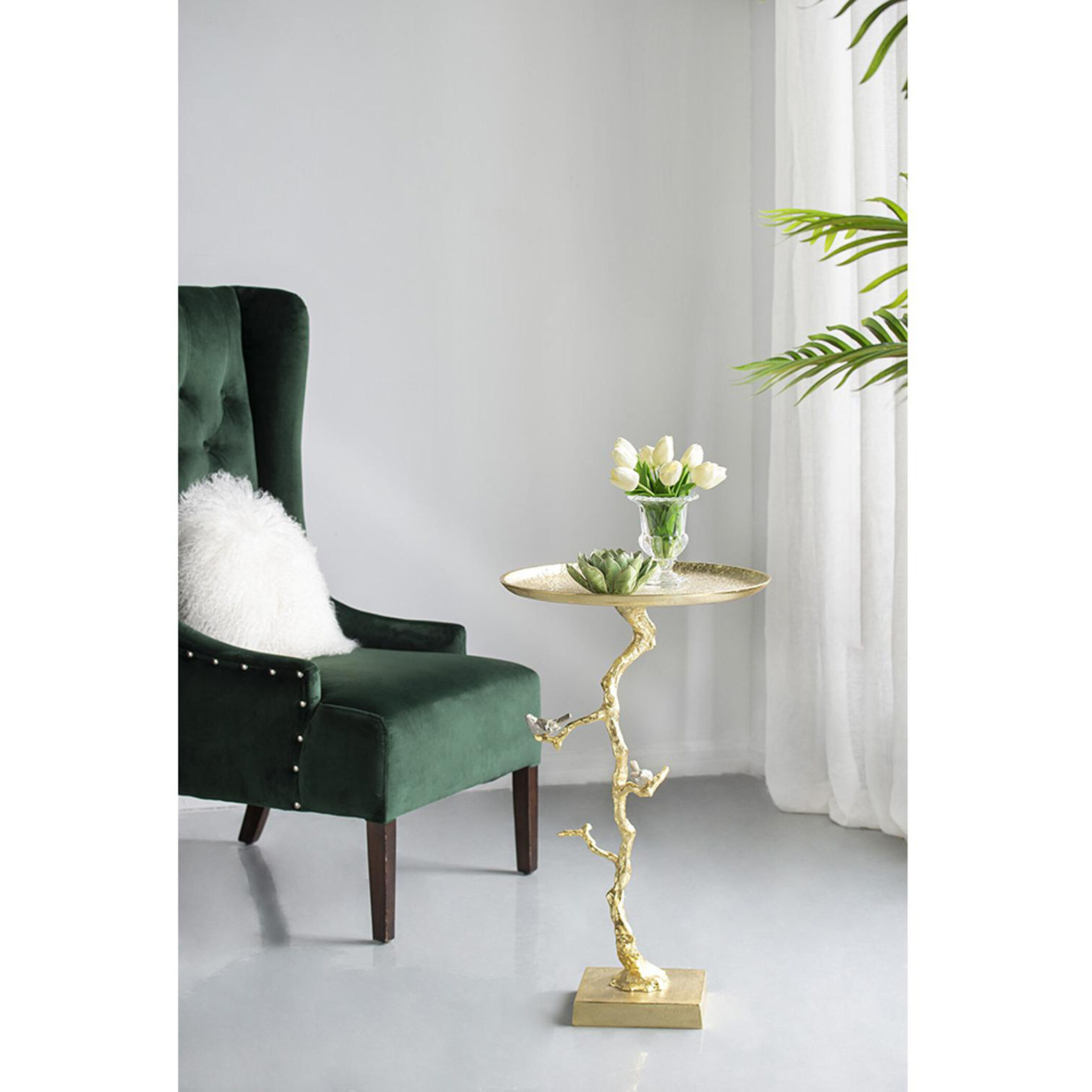 Welling Demilune Table in White/Gold