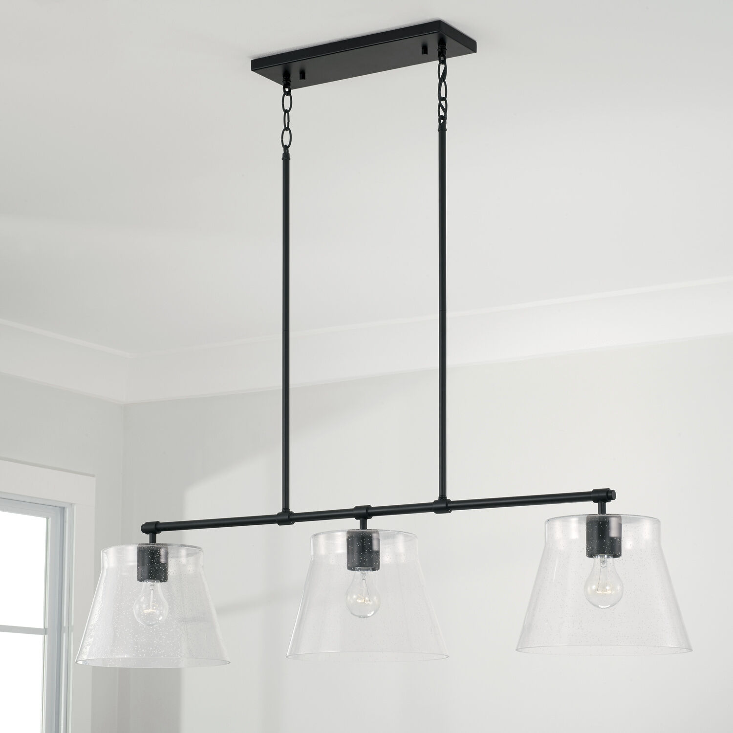 Baker 3 Light 44.5 inch Matte Black Island Ceiling Light