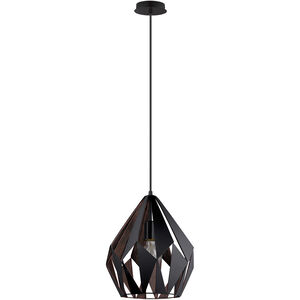 Carlton 1 Light 12.2 inch Matte Black and Copper Pendant Ceiling Light