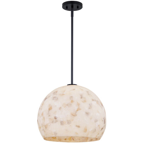 Alabaster Rocks Collection 1 Light 17 inch Matte Black Pendant Ceiling Light, Globe Family