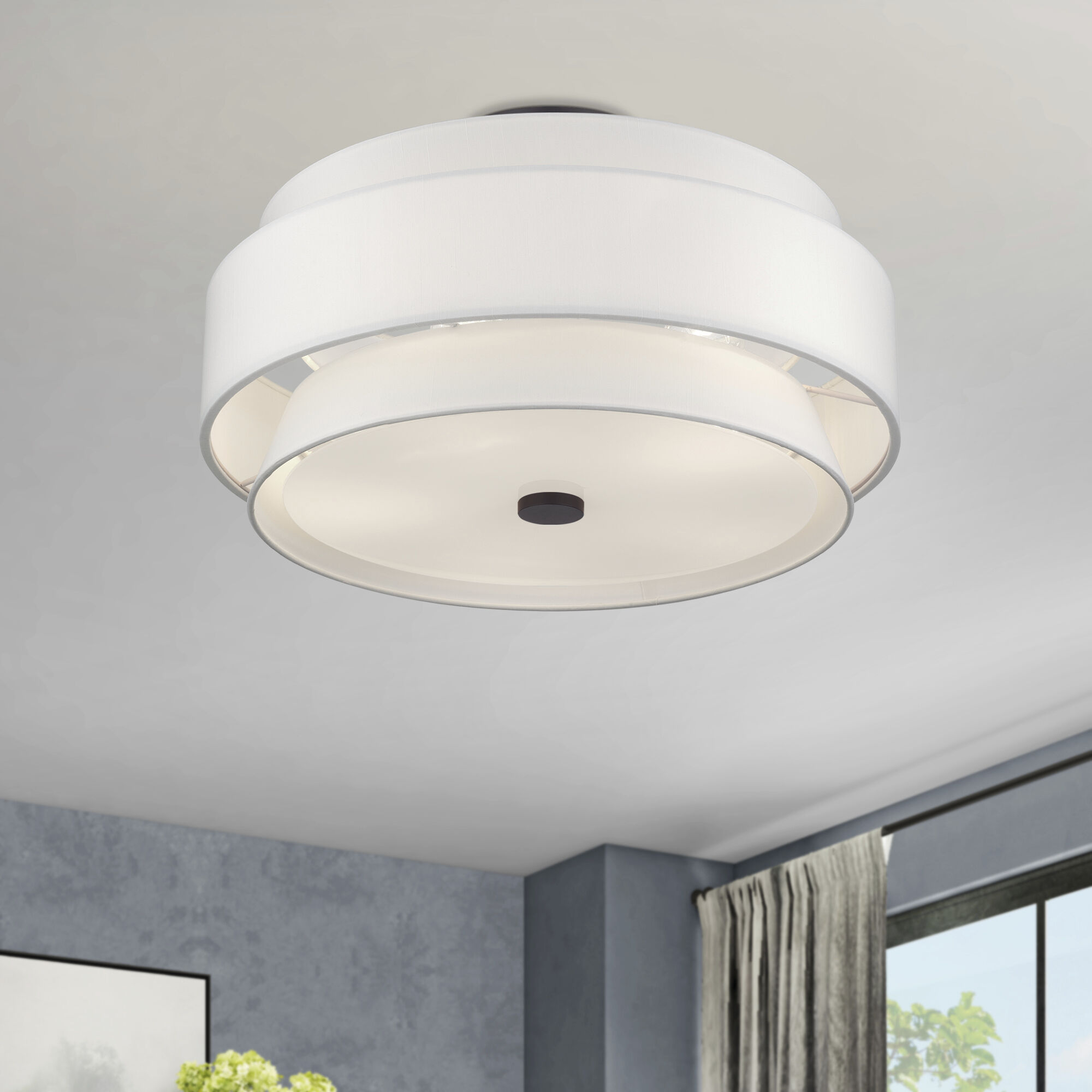 Fontana 5 Light 21 inch Bronze Semi-Flush Ceiling Light