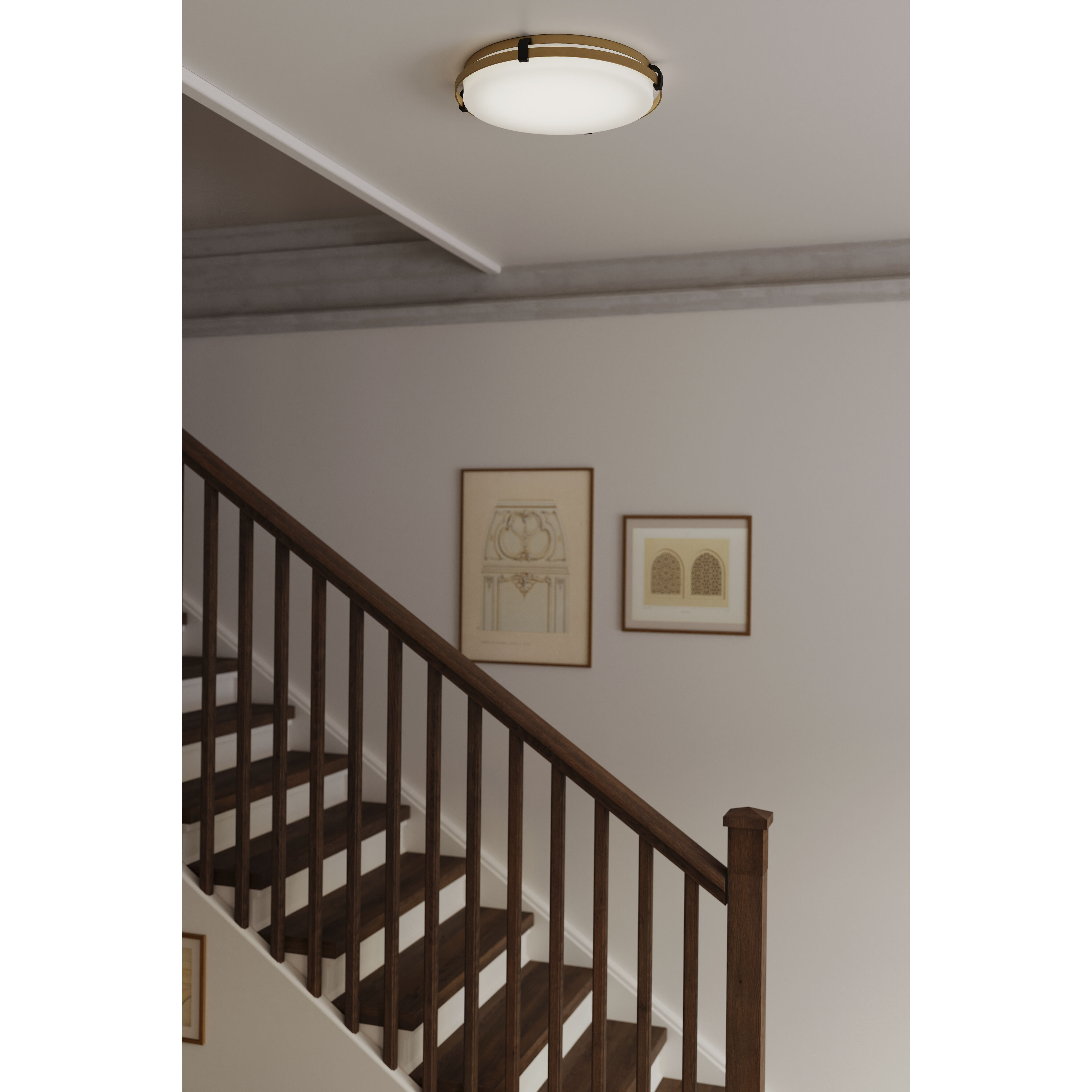 Arclume LED 18.75 inch Legacy Brass and Dark Matte Black Flush Mount Ceiling Light