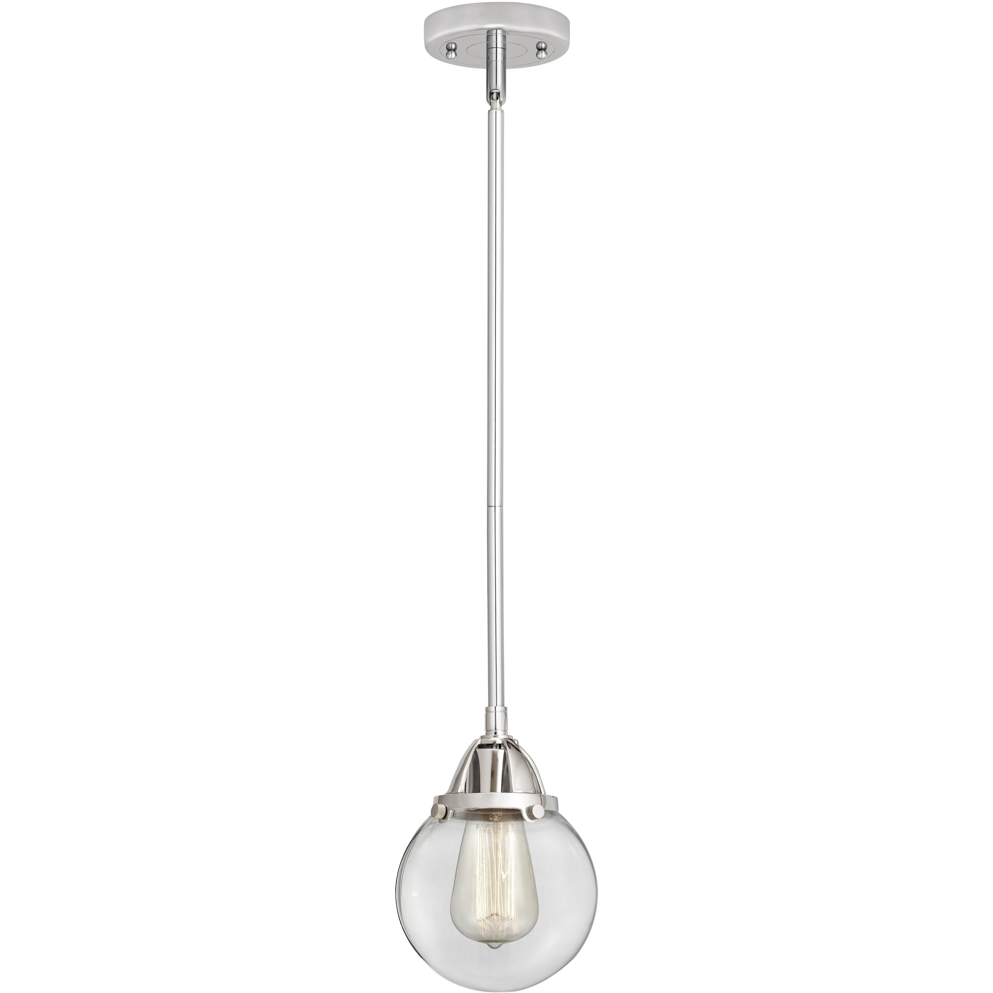 Nouveau 2 Beacon 1 Light 6 inch Polished Chrome Mini Pendant Ceiling Light in Incandescent, Clear