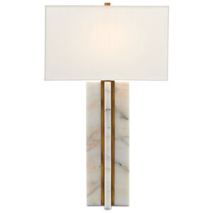 Khalil 33 inch 150 watt Marble/Antique Brass Table Lamp Portable Light