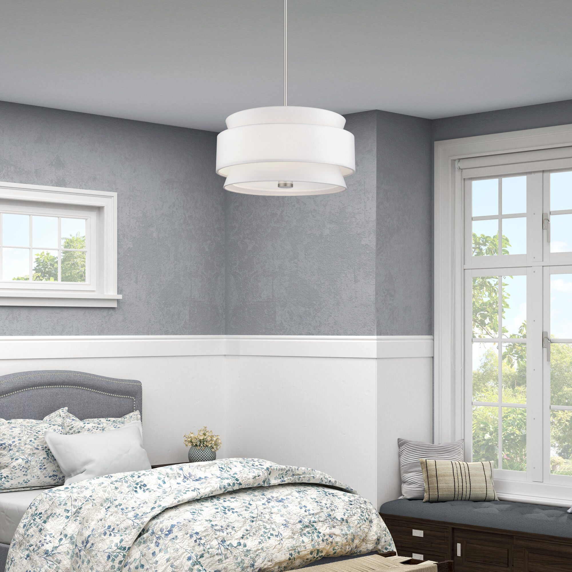 Fontana 4 Light 18 inch Brushed Nickel Pendant Chandelier Ceiling Light