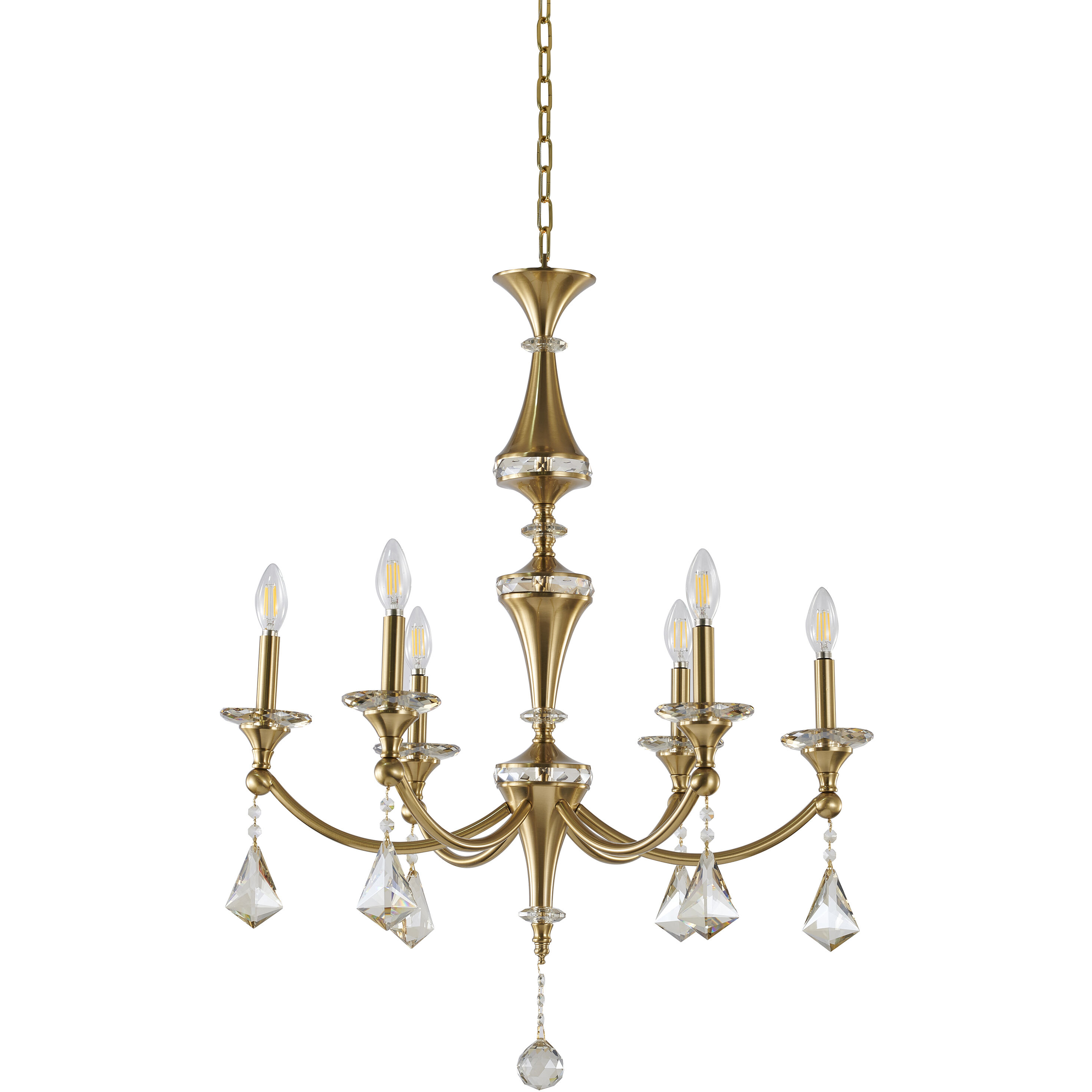Canada 6 Light 27 inch Stain Brass Chandelier Ceiling Light in Satin Brass
