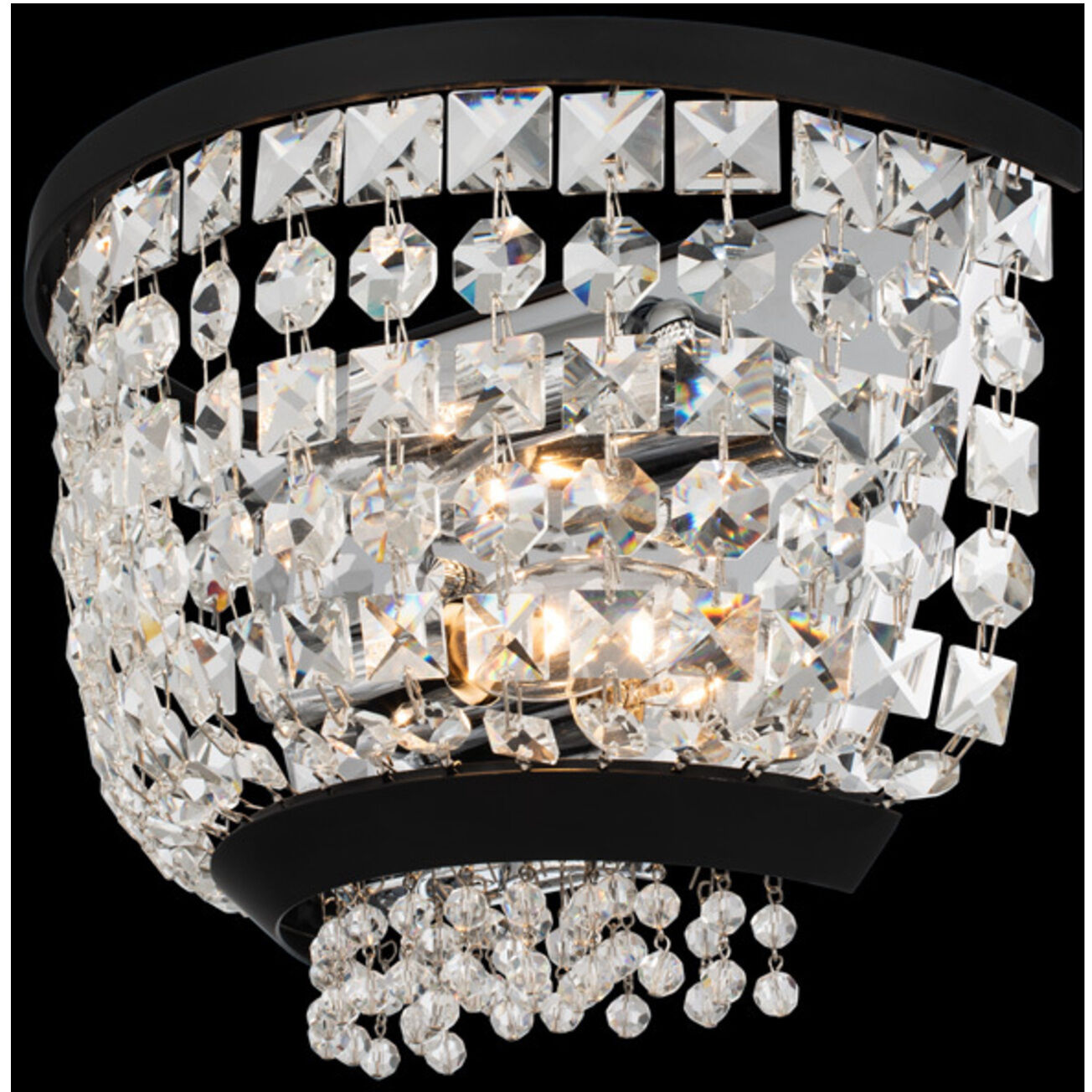 Terzo 2 Light 11 inch Matte Black with Polished Chrome Wall Sconce Wall Light