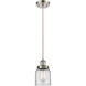 Ballston Small Bell LED 5 inch Brushed Satin Nickel Mini Pendant Ceiling Light in Clear Glass, Black Textured, Ballston