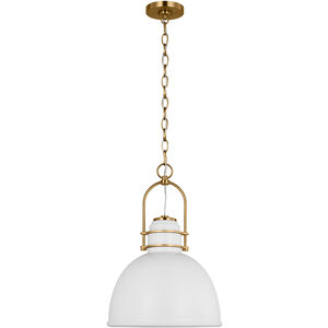 C&M by Chapman & Myers Upland 1 Light 15.5 inch Matte White / Burnished Brass Pendant Ceiling Light