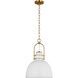 C&M by Chapman & Myers Upland 1 Light 15.5 inch Matte White / Burnished Brass Pendant Ceiling Light