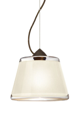 Pica LED Bronze Pendant Ceiling Light in White Sand Glass