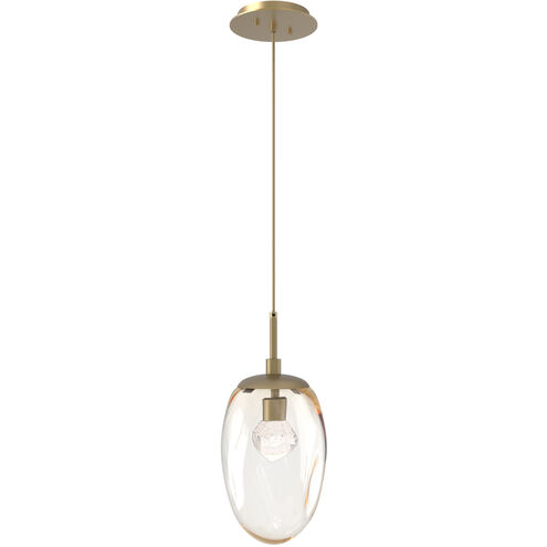 Meteo LED LED 10 inch Gilded Brass Pendant Ceiling Light in 3000K LED, Zircon Inner - Amber Outer