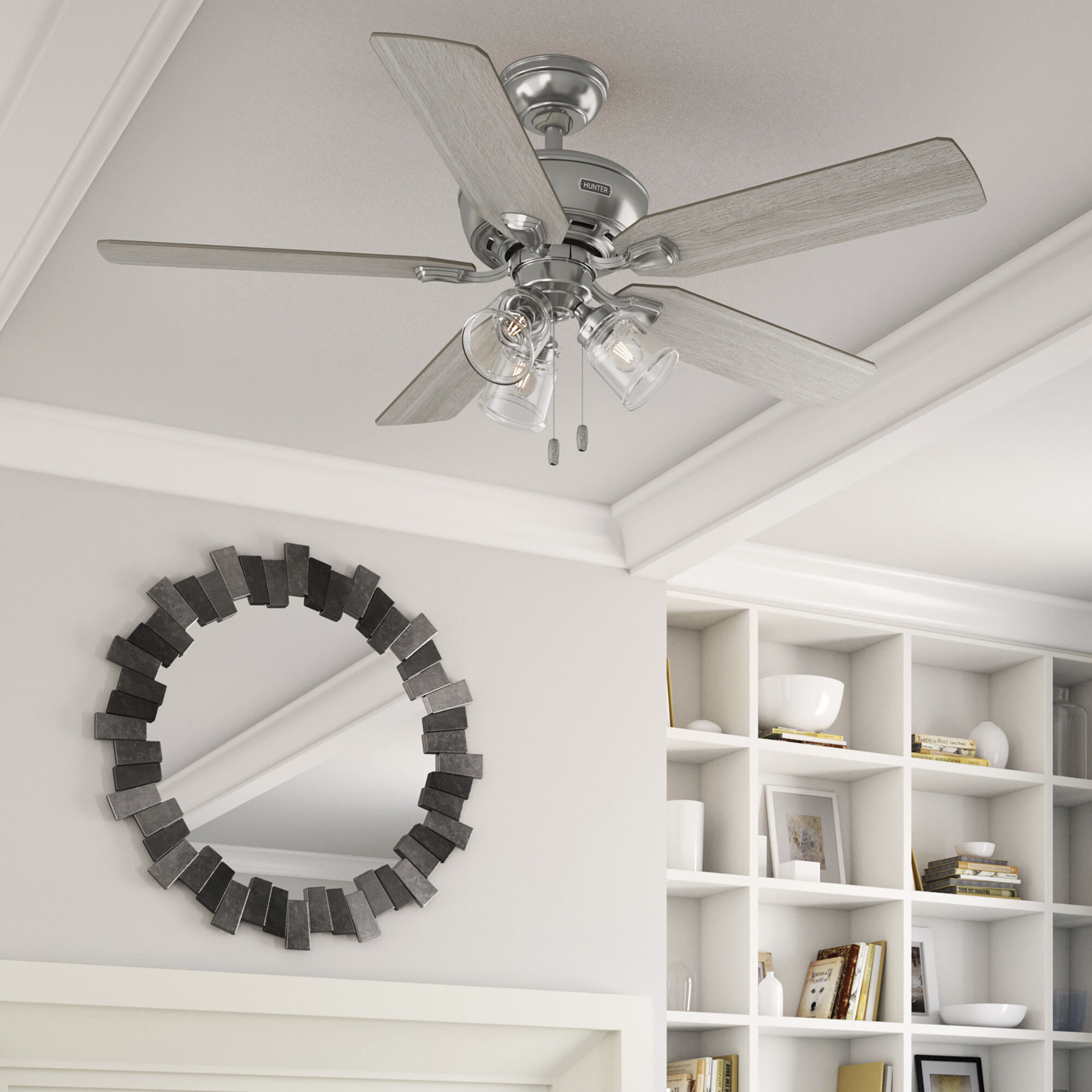 Rosner 52 inch Brushed Nickel with Light Gray Oak/Warm Grey Oak Blades Ceiling Fan
