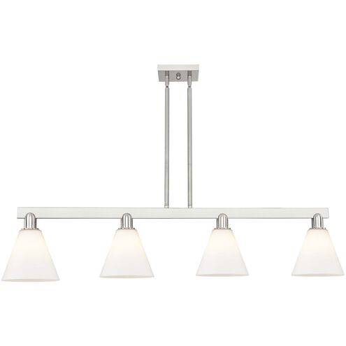 Arcadia Berkshire Glass Island Light Ceiling Light in Brushed Satin Nickel, Matte White