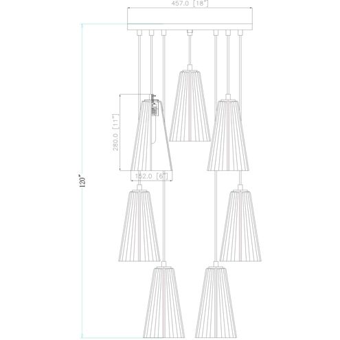 Farrell 7 Light 18 inch Modern Gold Chandelier Ceiling Light