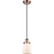 Ballston Small Bell 1 Light 5 inch Antique Copper Mini Pendant Ceiling Light in Matte White Glass
