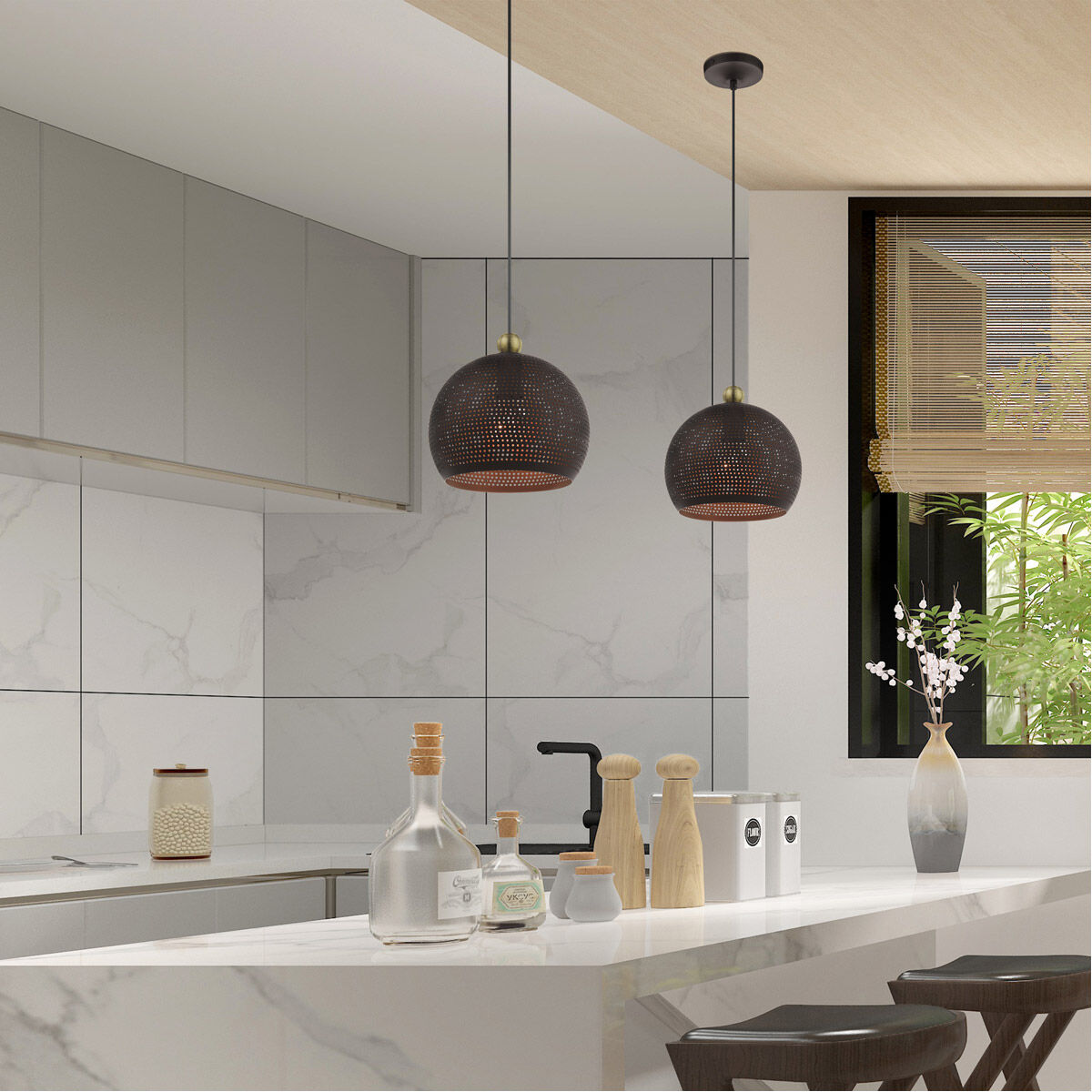 Dublin 1 Light 9.88 inch Bronze with Antique Brass Accents Pendant Ceiling Light