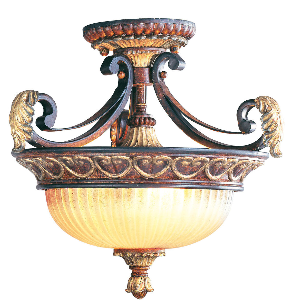 Villa Verona 2 Light 15 inch Verona Bronze with Aged Gold Leaf Accents Convertible Inverted Pendant/Ceiling Mount Ceiling Light