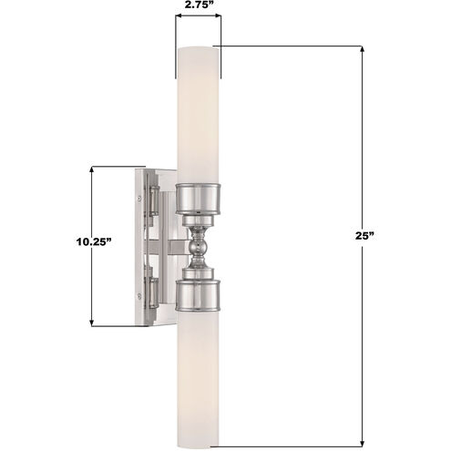 Wilcox 2 Light 5 inch Polished Nickel Bath Wall Sconce Wall Light