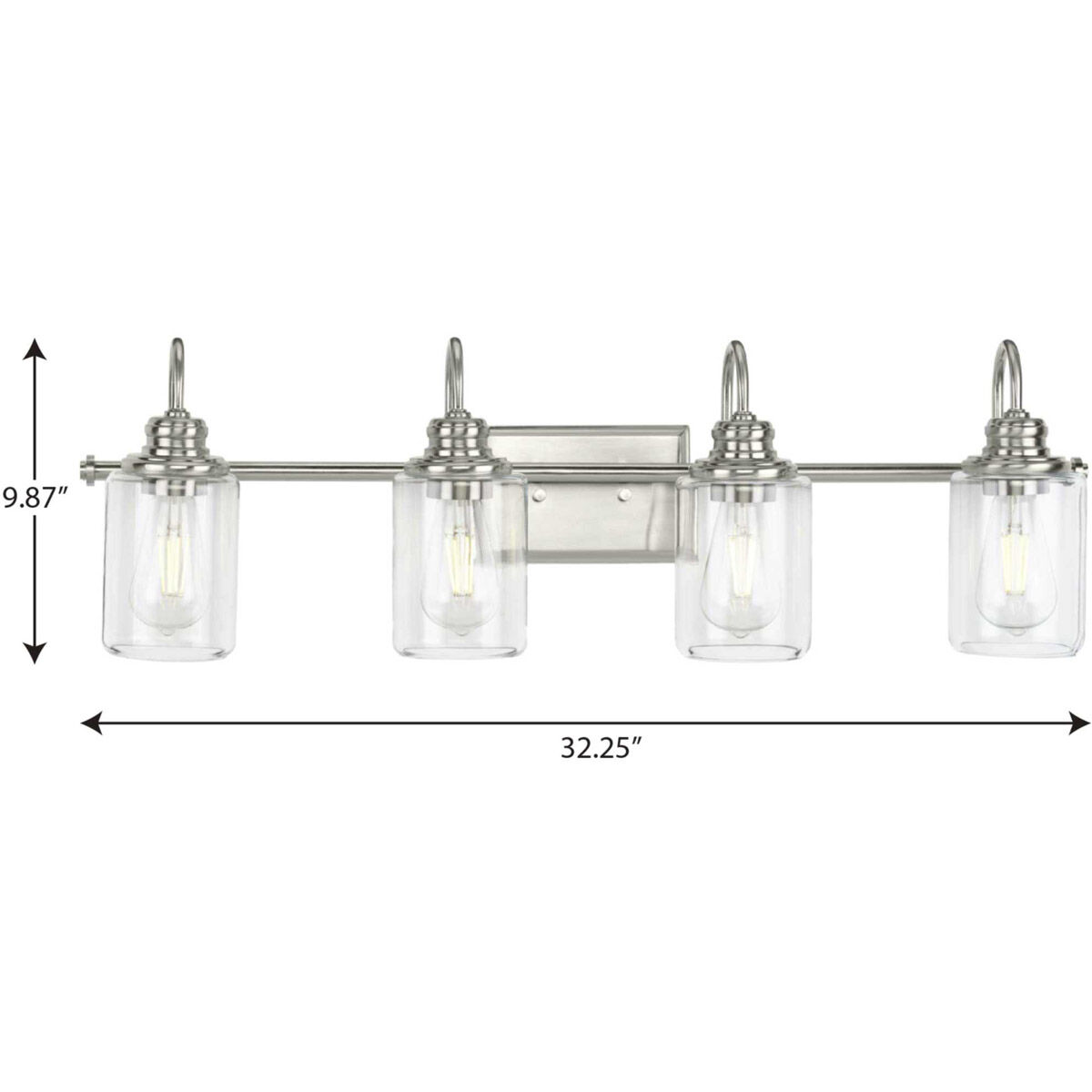 Aiken 4 Light 32 inch Brushed Nickel Bath Vanity Wall Light