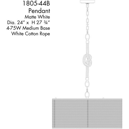Lodelle 4 Light 24 inch Matte White Pendant Ceiling Light