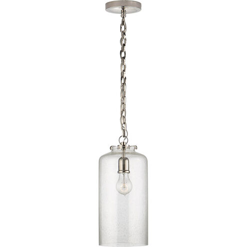 Thomas O'Brien Katie3 1 Light 7 inch Polished Nickel Cylinder Pendant Ceiling Light in Seeded Glass