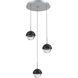 Cabochon LED Classic Silver with Black Marble Pendant Chandelier Ceiling Light in 3000K LED, Clear