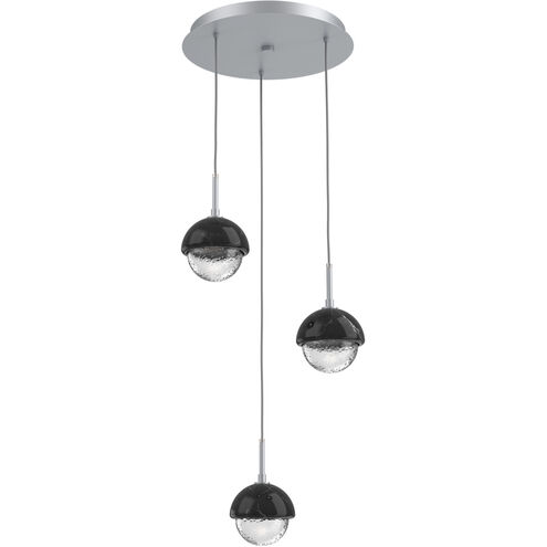 Cabochon LED Classic Silver with Black Marble Pendant Chandelier Ceiling Light in 3000K LED, Clear