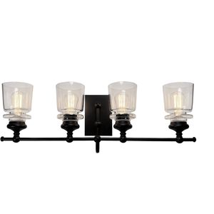 Castara LED 30 inch Black and Brass Bathroom Vanity Wall Light