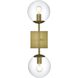 Neri 2 Light 6 inch Satin Gold Bath Sconce Wall Light