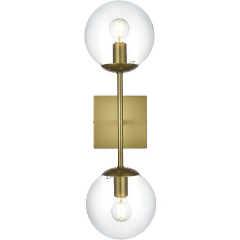 Neri 2 Light 6 inch Satin Gold Bath Sconce Wall Light
