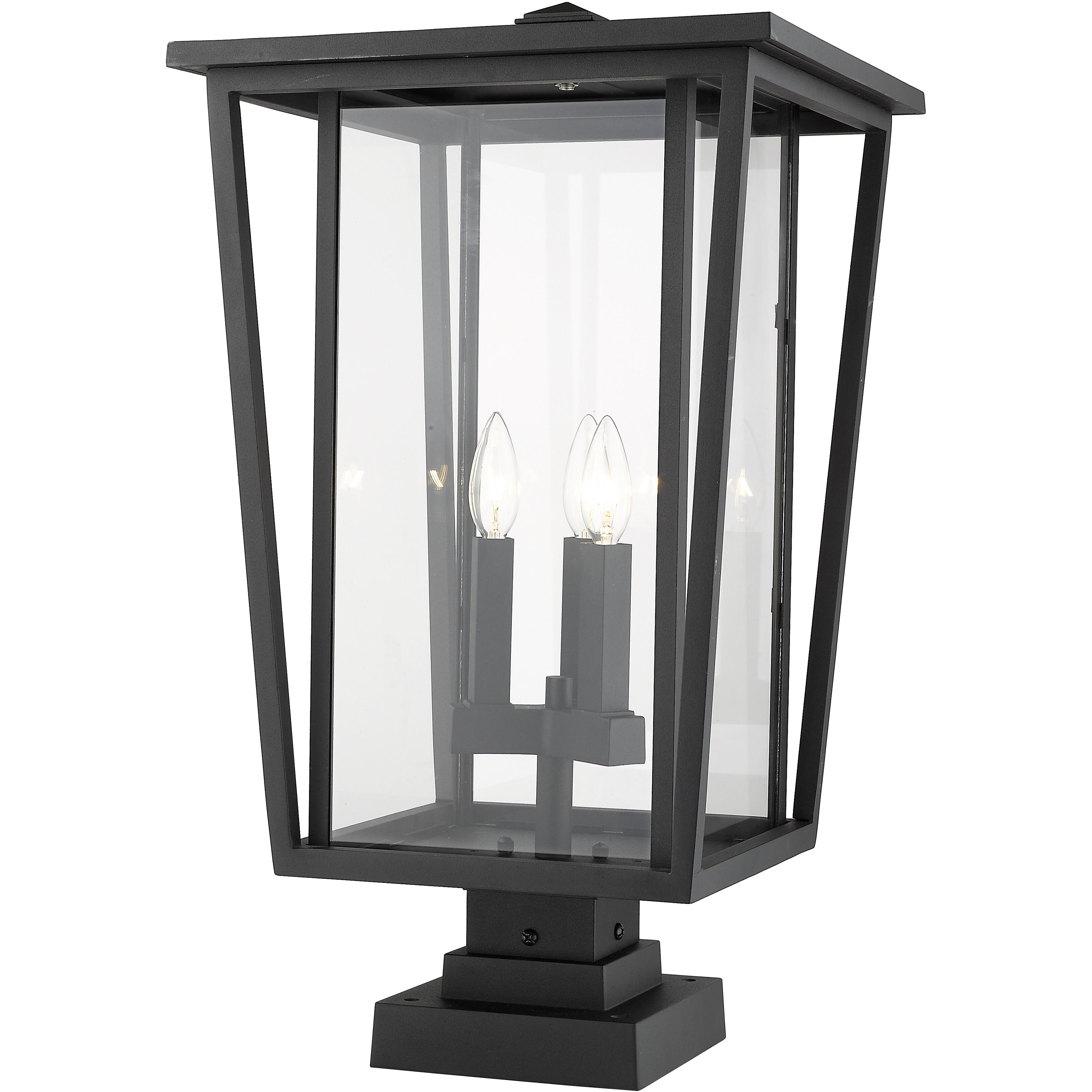 Seoul 3 Light 24.75 inch Black Outdoor Pier Mounted Fixture in 18.5