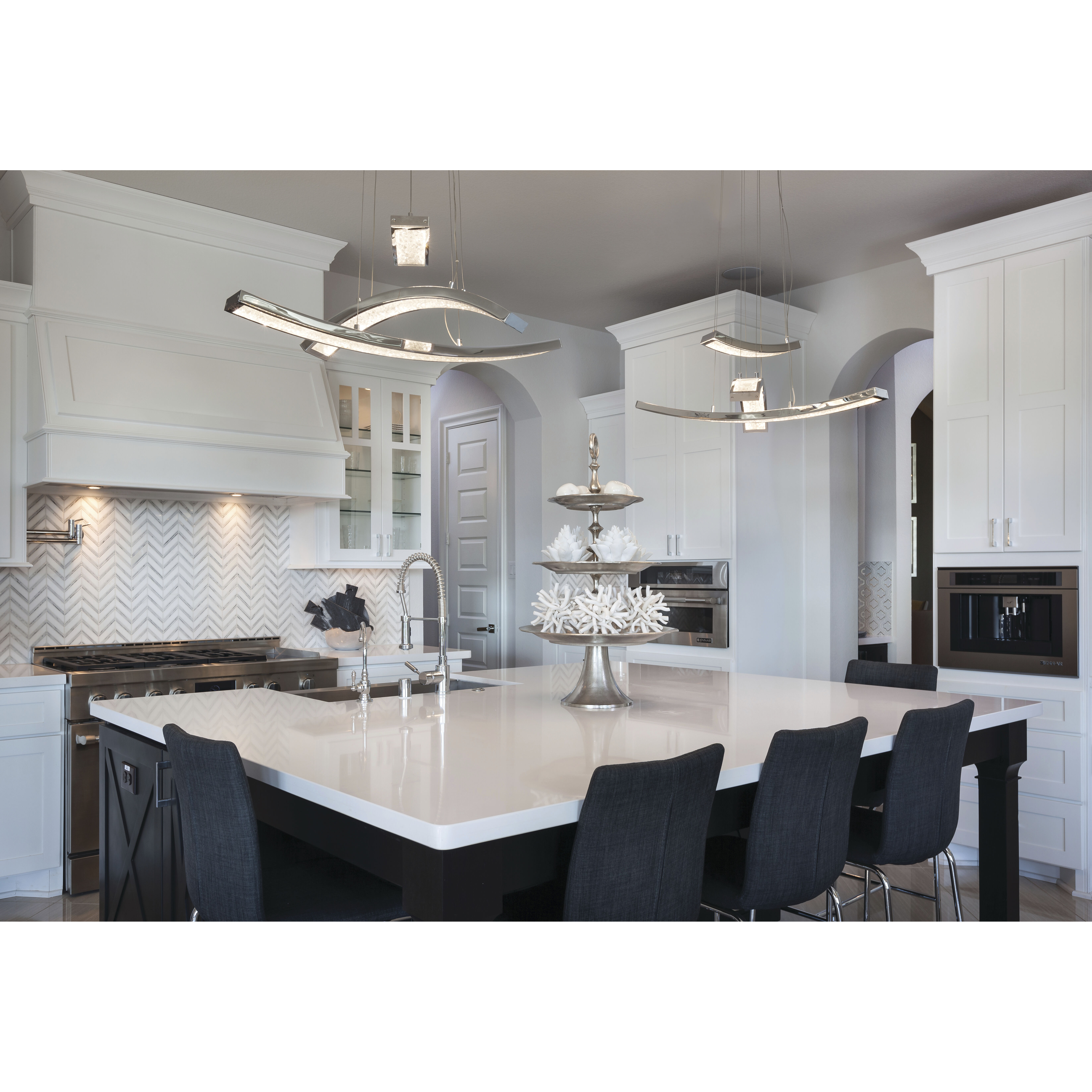 Crushed Ice LED 22.75 inch Chrome Pendant Ceiling Light