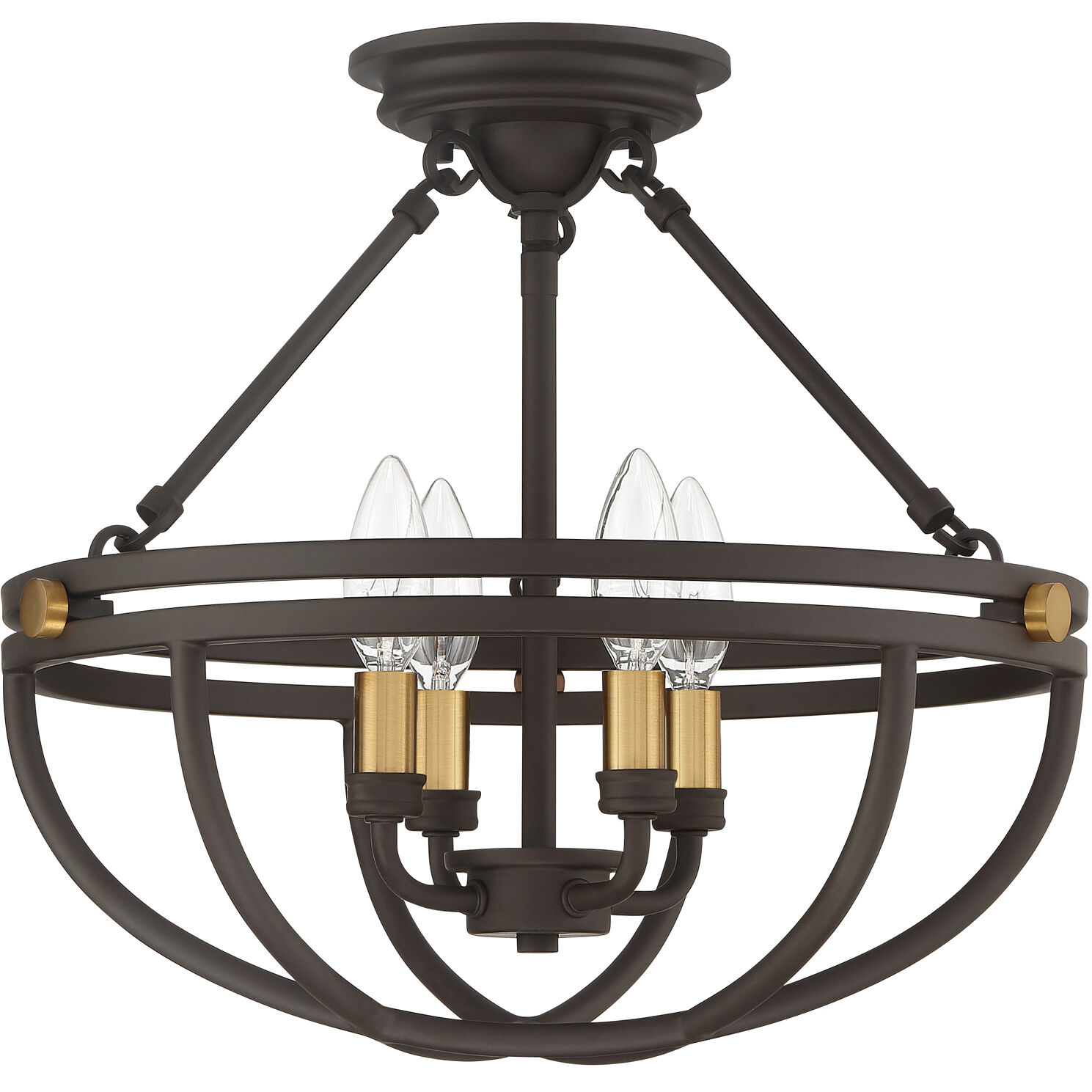 Sergeant 4 Light 16 inch Western Bronze Semi-Flush Mount Ceiling Light