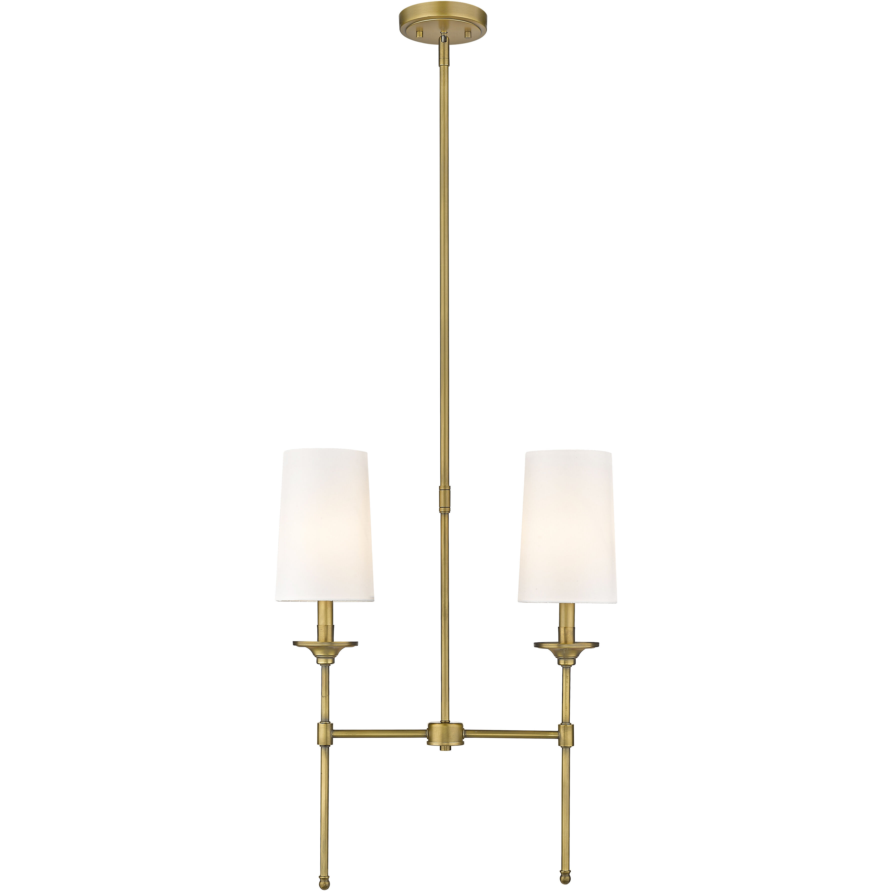 Emily 2 Light 19 inch Rubbed Brass Linear Chandelier Ceiling Light