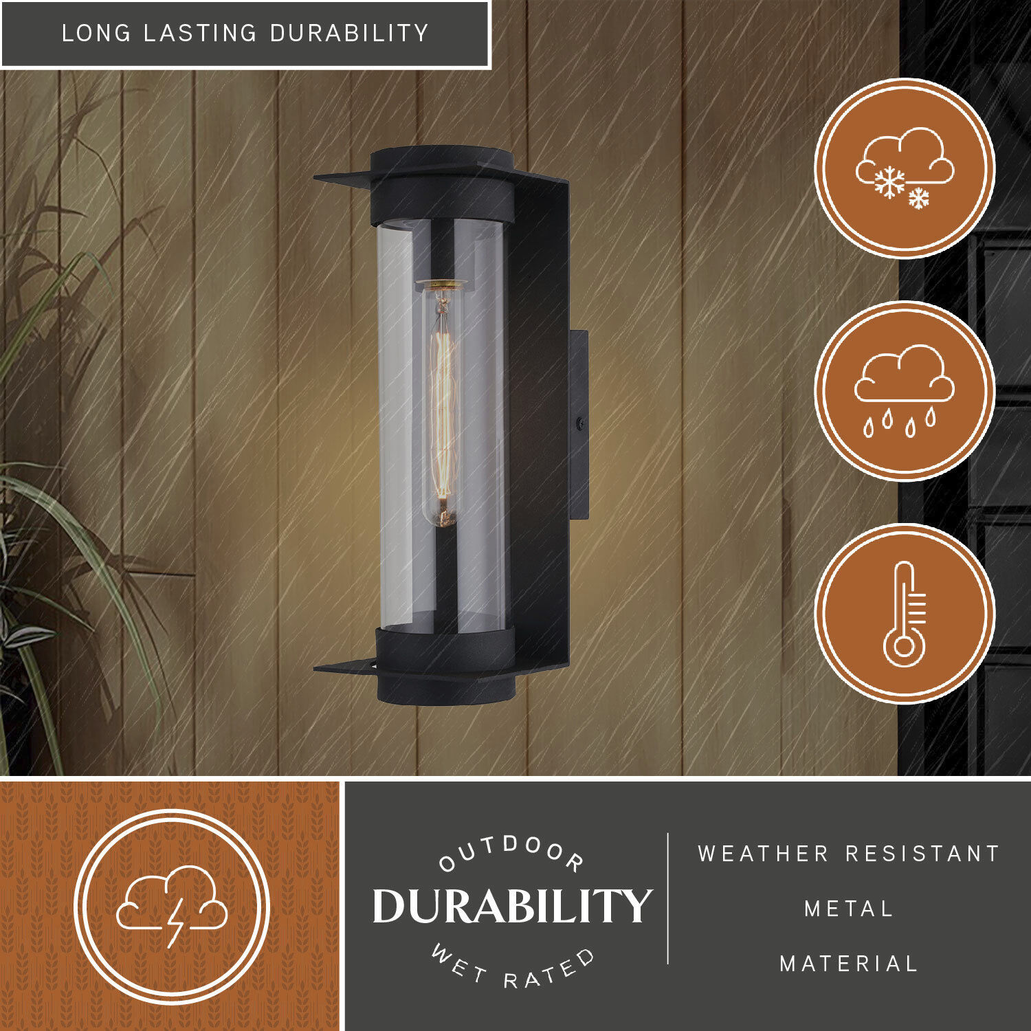 Brighton Park LED 14 inch Textured Black Outdoor Wall