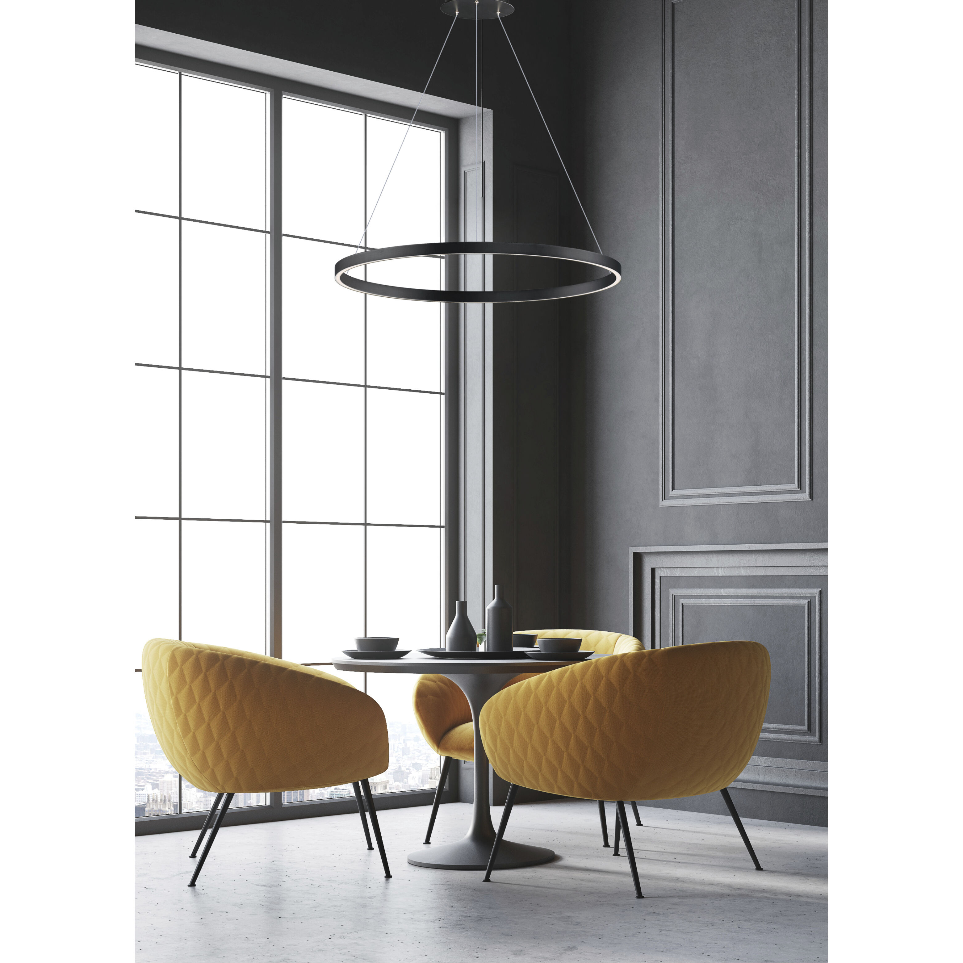 Groove LED 39.5 inch Black Single Pendant Ceiling Light