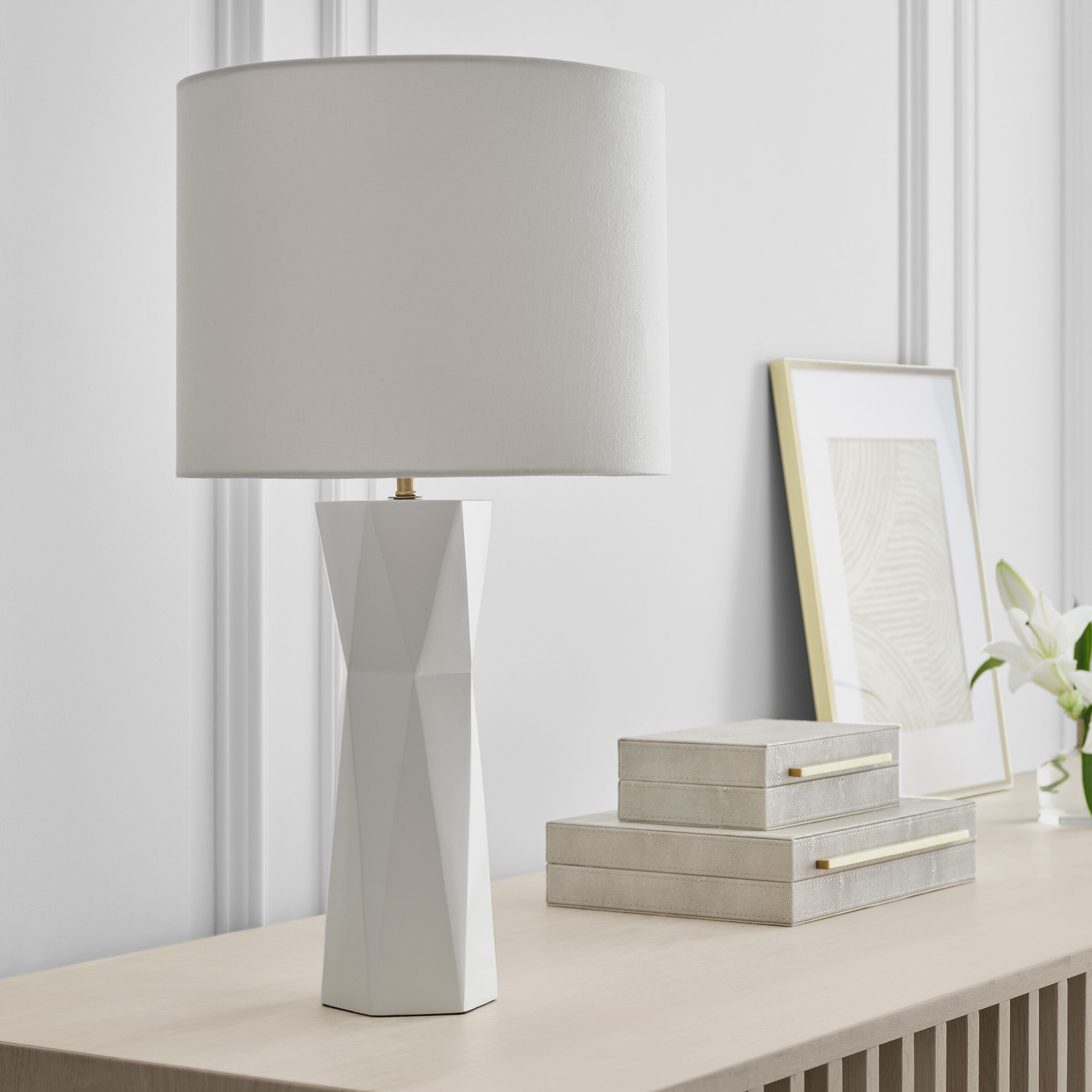 Drew & Jonathan Fernwood 26.5 inch 9.00 watt Gloss White Table Lamp Portable Light