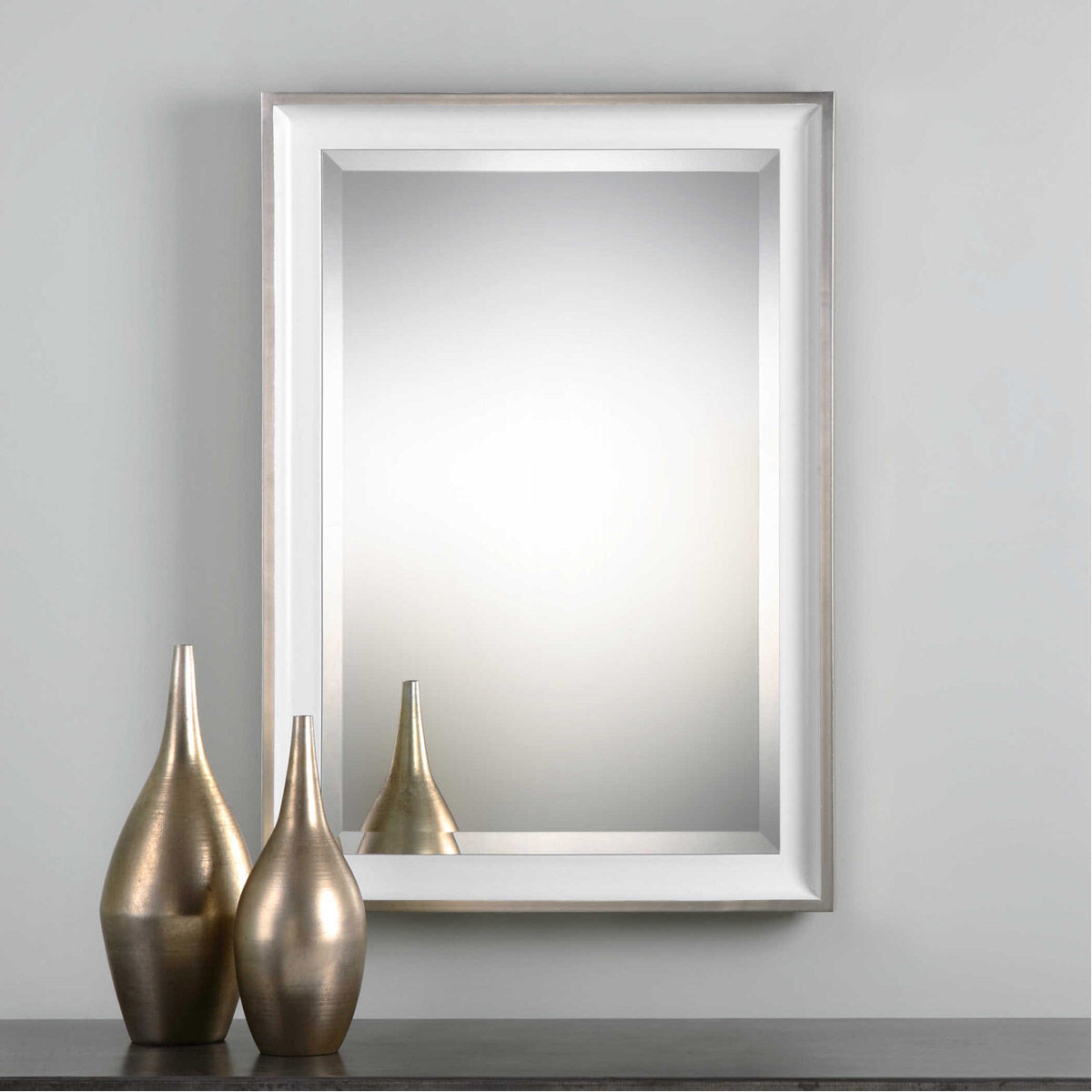 Lahvahn 34 X 24 inch White Silver Wall Mirror