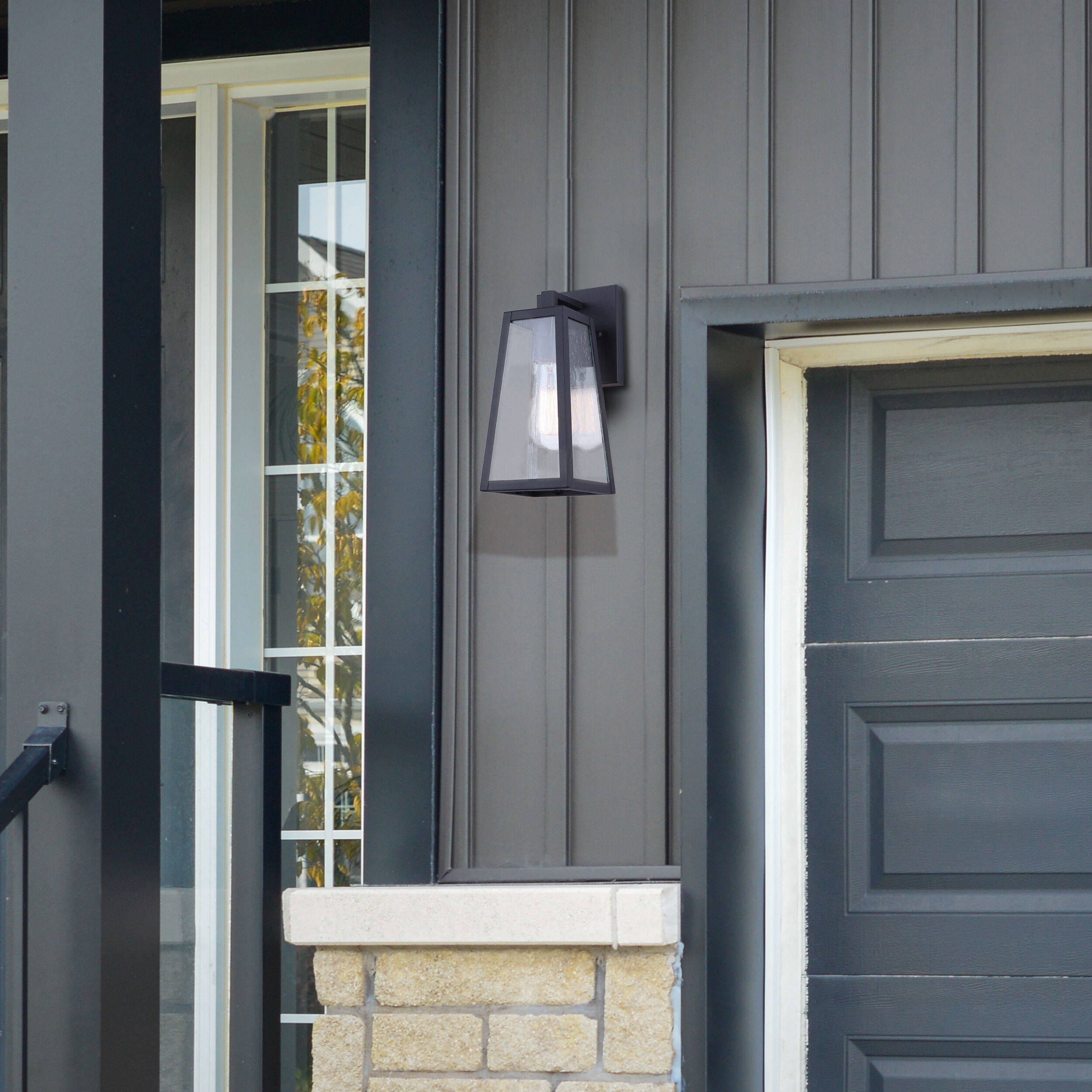 Coralea 1 Light 10.75 inch Sand Black Outdoor Wall Lantern