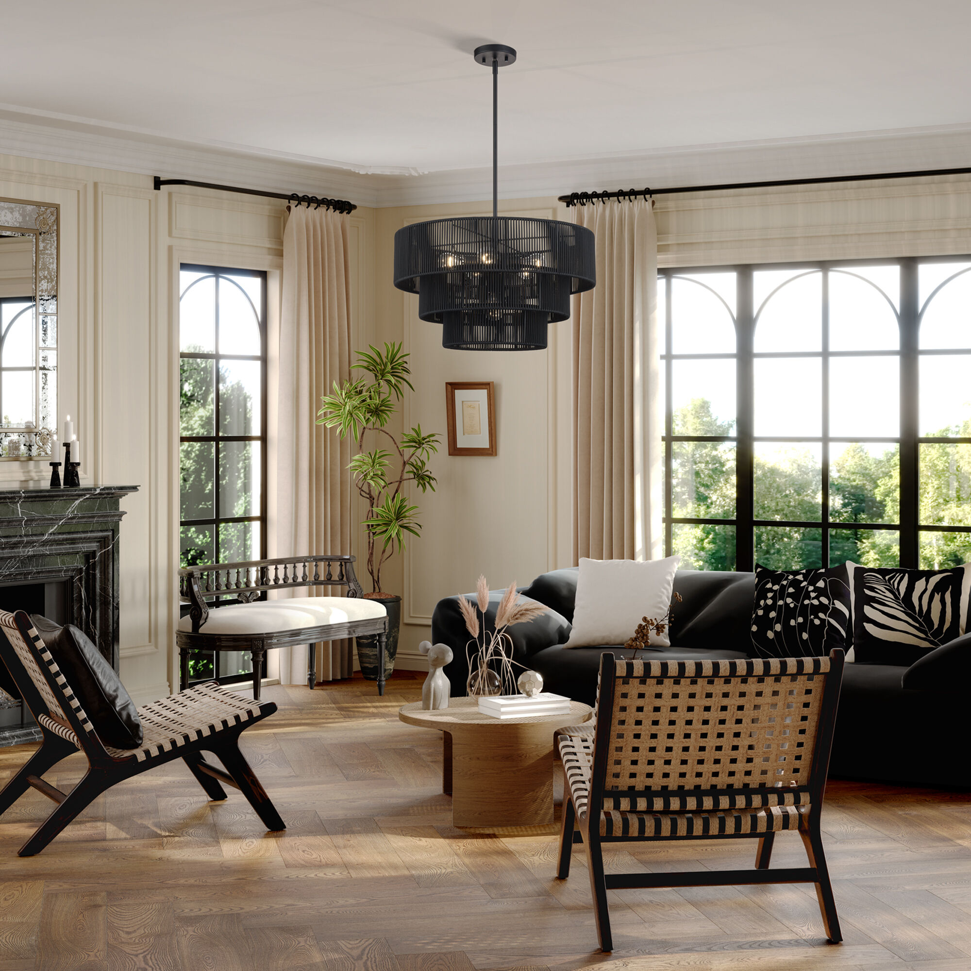 Acordia 6 Light 23 inch Black Pendant Chandelier Ceiling Light