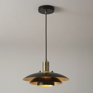 Rancho Mirage LED 19 inch Matte Black and Weathered Brass Pendant Ceiling Light, Large